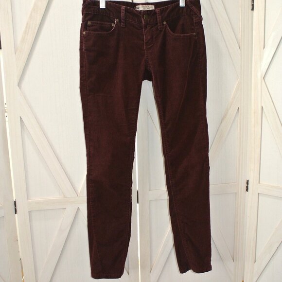Free People Corduroy Skinny Pants in Wine - Picture 2 of 8